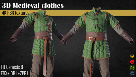 Medieval Gambeson Padded Jacket Male clothes