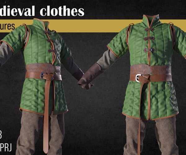 ArtStation - Thick Padded Medieval Gambeson. Marvelous designer