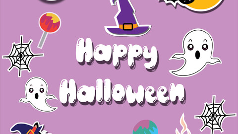 Free vector cute halloween elements set print and cut