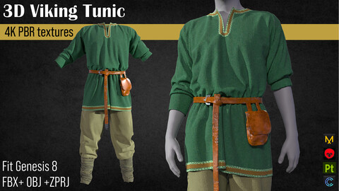 Viking tunic Medieval renaissance clothes  FBX+OBJ+ZPRJ