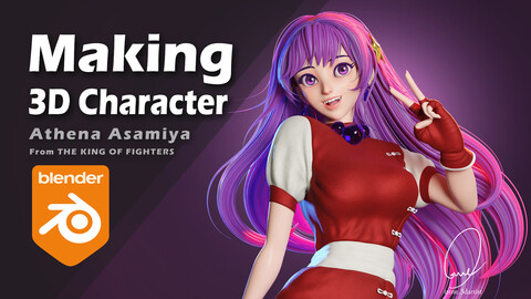 Making KOF 3D Characters Process in Blender -Athena Asamiya _Sculpting & Retopology_Full Version