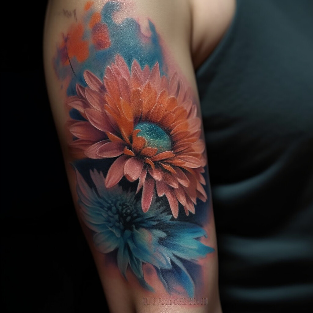 gerbera daisy watercolor tattoo
