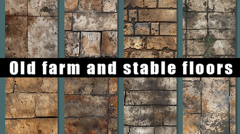 8 Tileable Seamless Old Farm and Stable Floor Textures - 1024x1024 px