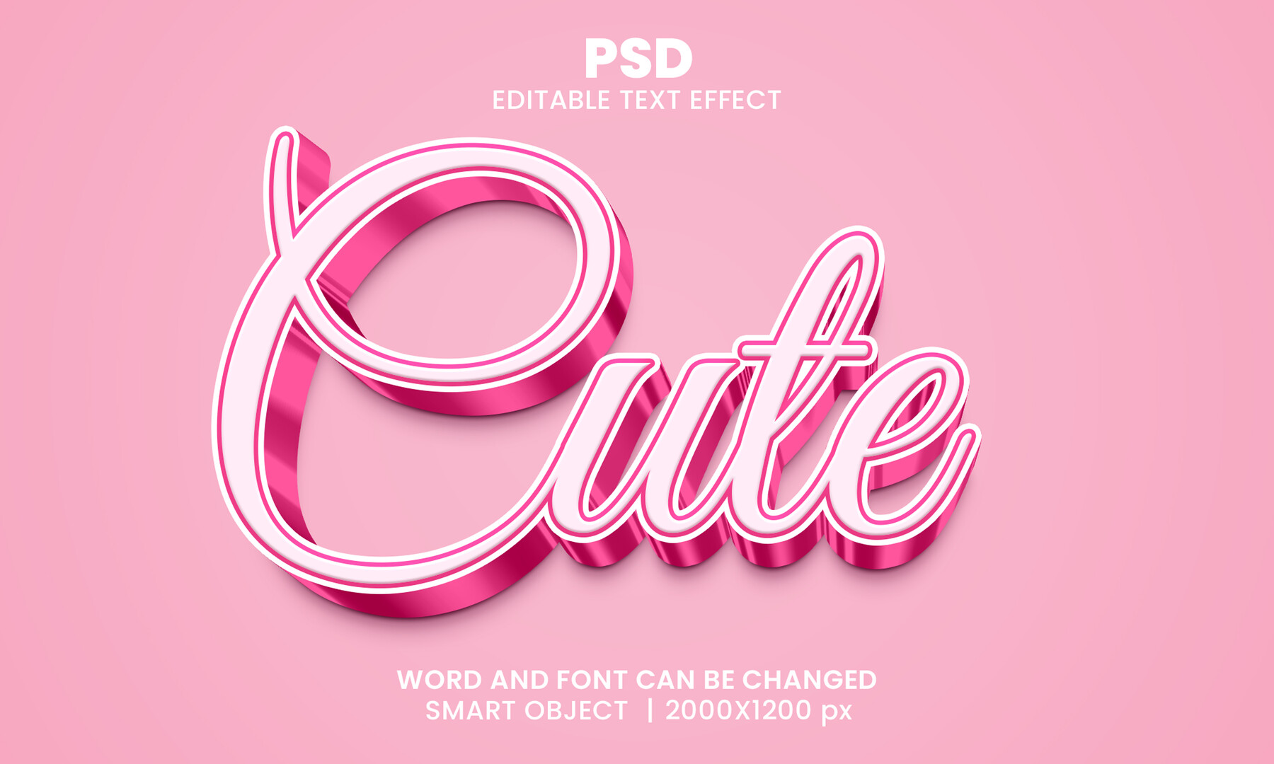 ArtStation - 3D Cute. PSD fully editable text effect. Layer style PSD ...