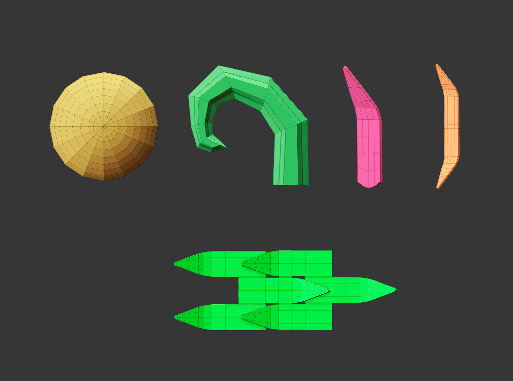50 low poly studs and spikes imm set 3D model
