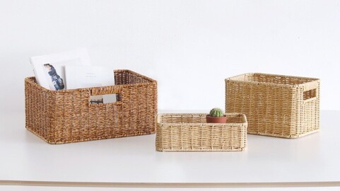 PP Rattan Rectangular Storage Basket