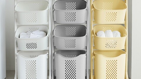 Modern Trolley Swing 3 Tier Laundry Basket