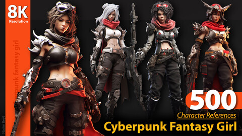 500 Cyberpunk Fantasy Girl Clothes. Character References, 8K Resolution