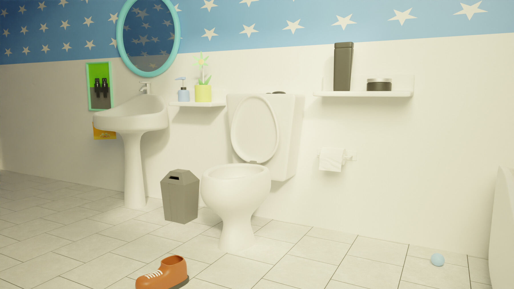 ArtStation - Stylish Bathroom Cartoon Style 3D model | Resources