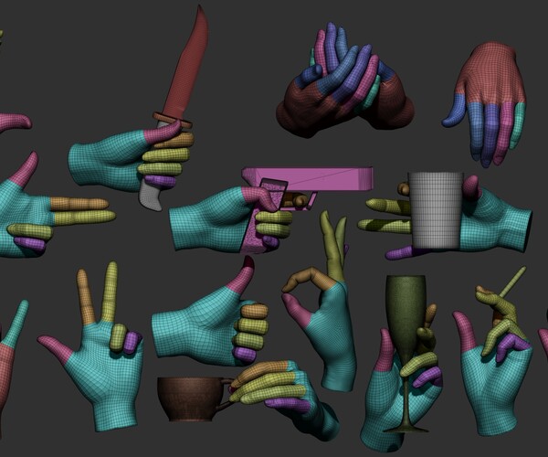 Artstation 15 Female Hand Poses 3d Models Ztlobjstl Resources