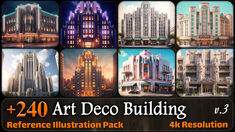 240 Art Deco Building Reference Pack | 4K | v.3