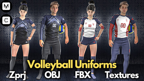 Volleyball No.1: Marvelous Designer + Clo3d + OBJ + FBX + Texture