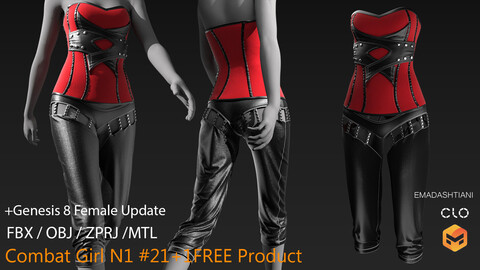 Armor Lady In Red11+1freeproduct _ MarvelousDesigner/CLO Project Files+fbx+obj+mtl _ Genesis8Female