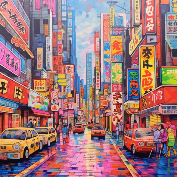 ArtStation - Tokyo city Scene( 2023) Acrylic paintings collection x8 ...