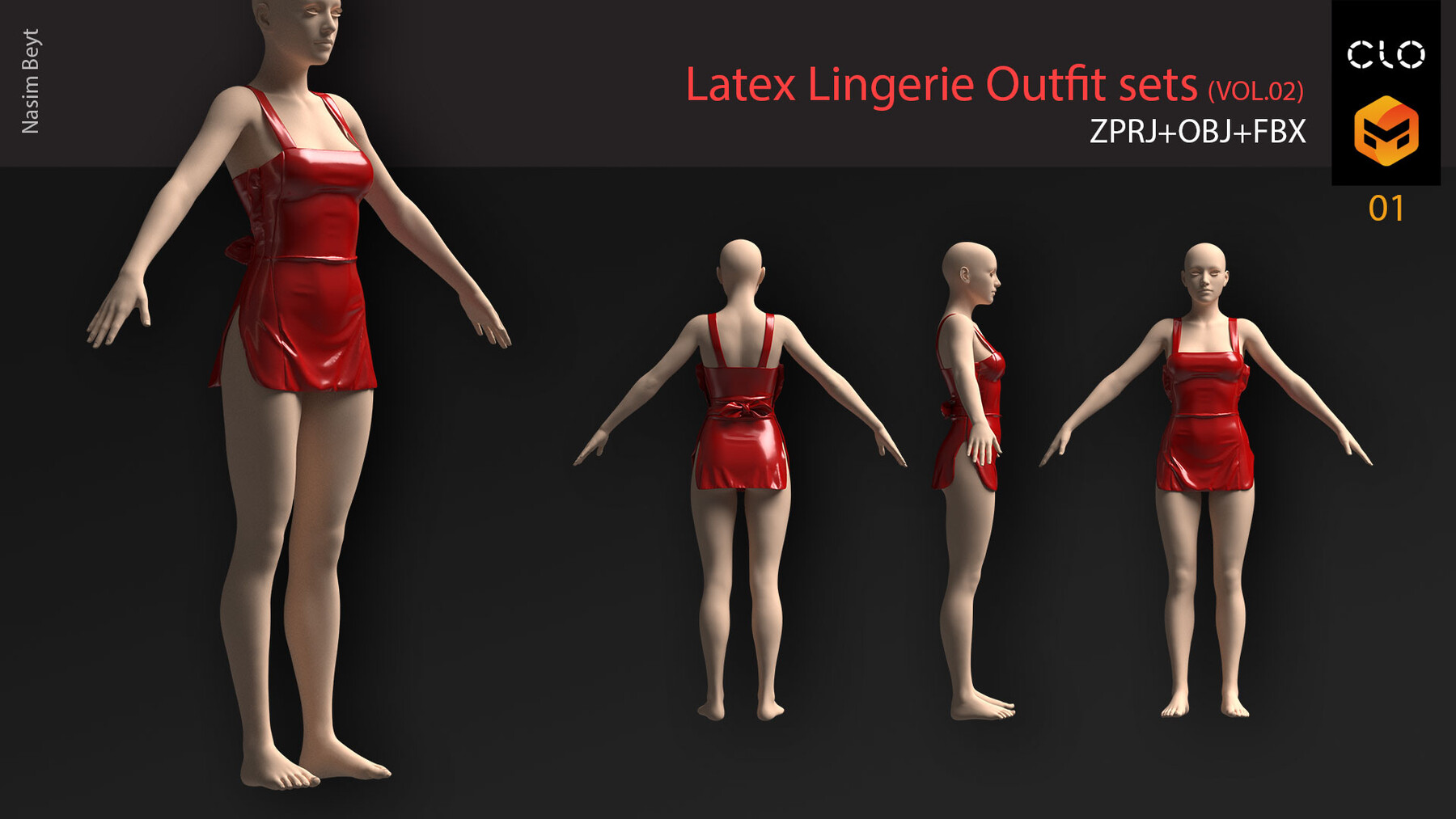 ArtStation - 10 Latex Lingerie Outfit sets (VOL.02). CLO3D, MD  PROJECTS+OBJ+FBX