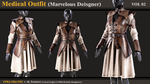 Medieval outfit- Marvelous Designer  + 4K Textures + OBJ + FBX