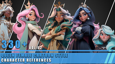 330+ Queen Female Cartoon Style - Character References Vol.02