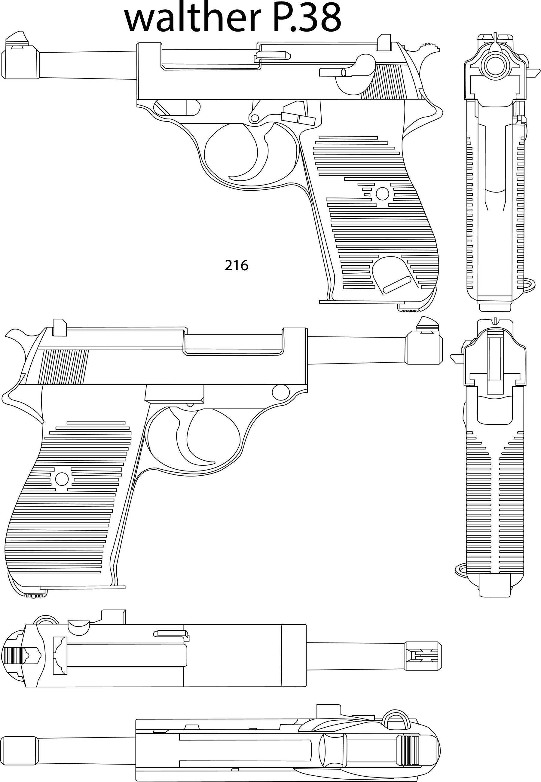 ArtStation - walther P.38 gun vector file for laser engraving, cnc ...