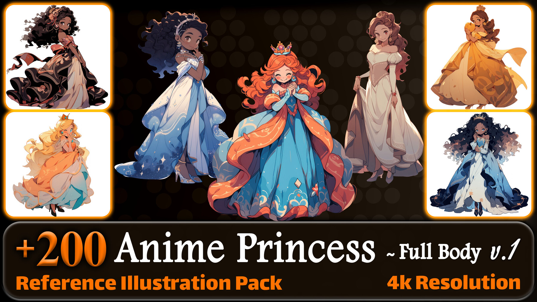 200 Anime Princess (Full Body) Reference Pack | 4K | v.1