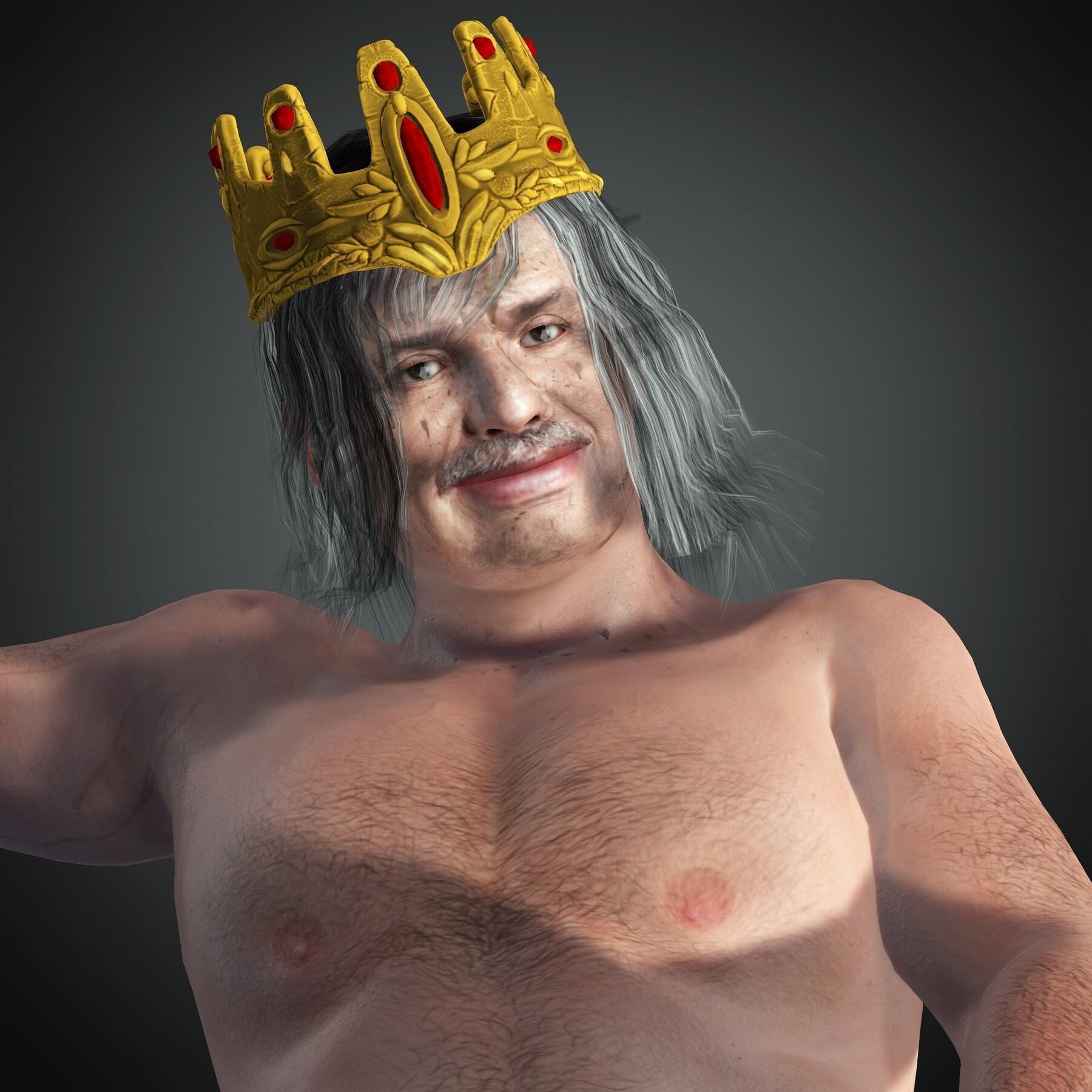 Crazy Homeless - King Poverty Character - Rigged and Blendshapes