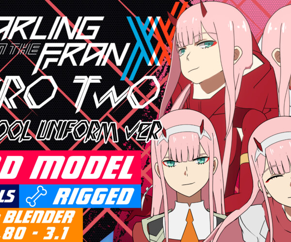 Character in anime darling in the franx name zero two 3D model