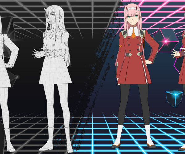 ArtStation - Pack Zero Two - Darling in the Franxx - Model 3D Blender