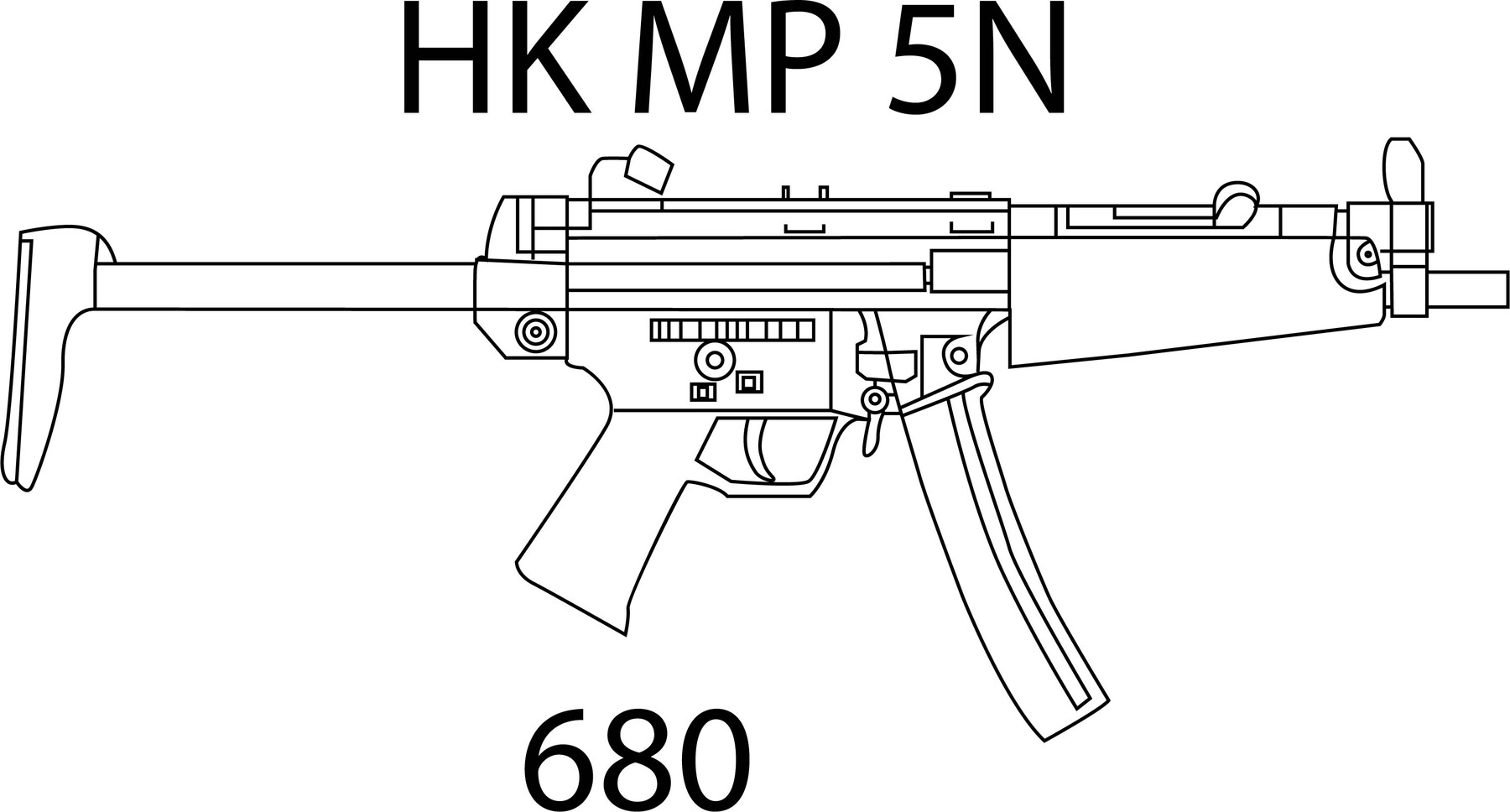 ArtStation - HK MP 5N machine gun Black white vector outline or line ...