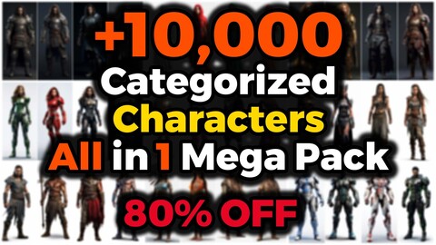 +10,000 Categorized Character Concept (4K) - Full Body - All in 1 Mega Pack | 80% OFF