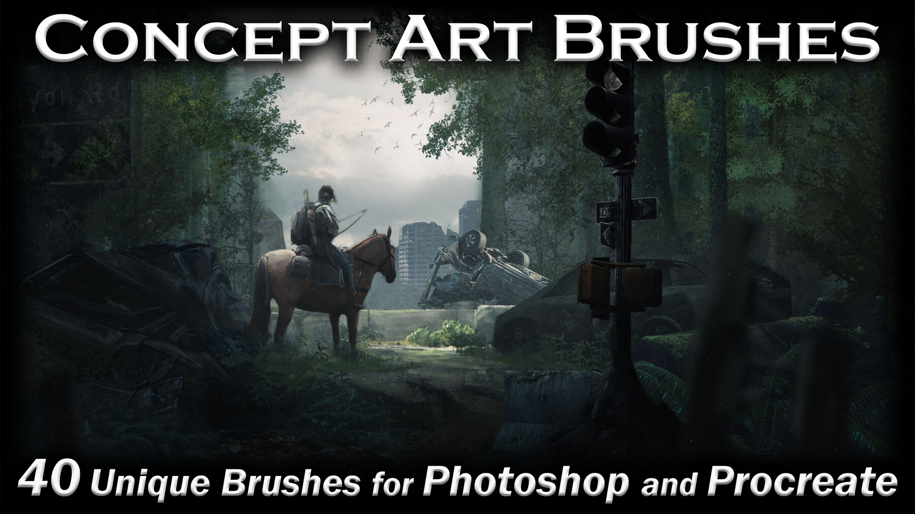 40 Concept Brushes for Photoshop and Procreate (Hand-Painted) - Vol 1