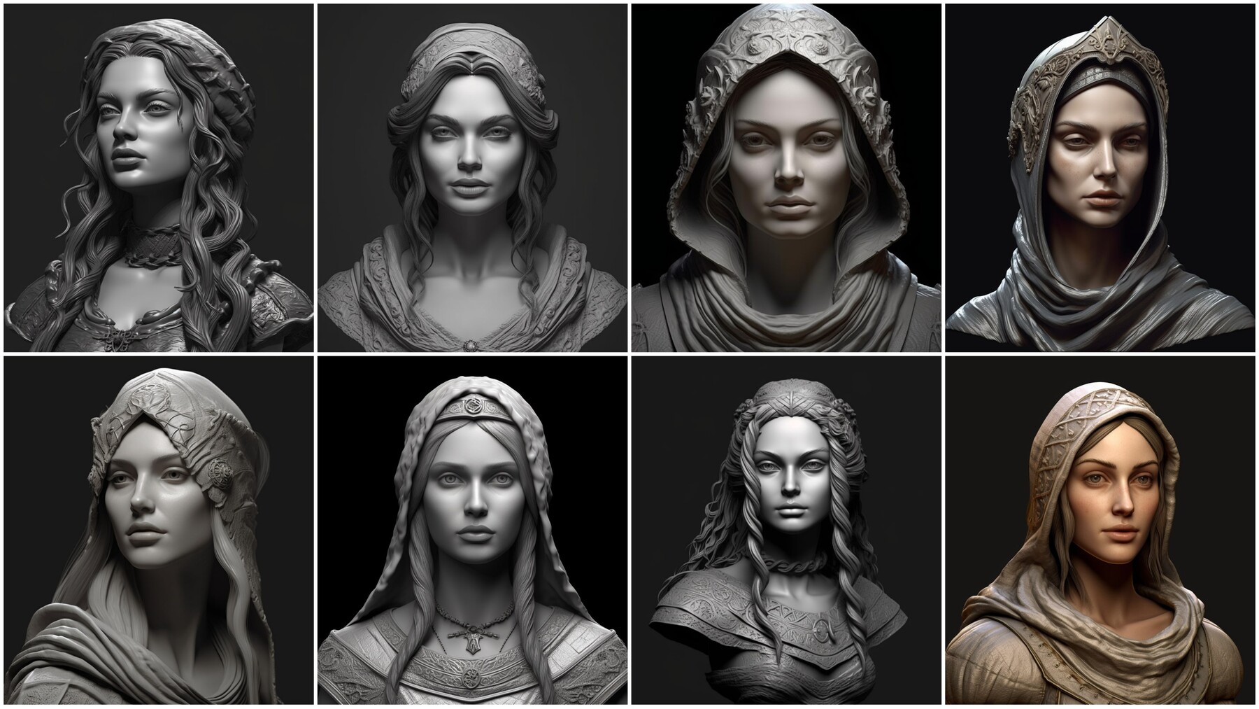 ArtStation - +300 Medieval Female Head Sculpt (4K) | Artworks