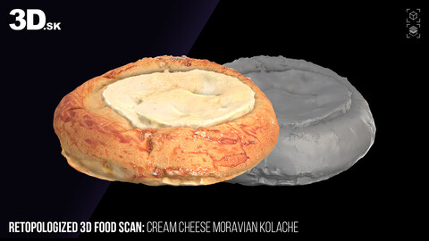 Retopologized 3D Food | Cream Cheese Moravian Kolache