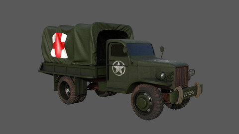 3d model  ambulance war truck