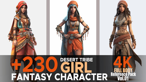 +230 Desert Tribe Girl (Fantasy Character) Vol.01 4K | Reference Pack