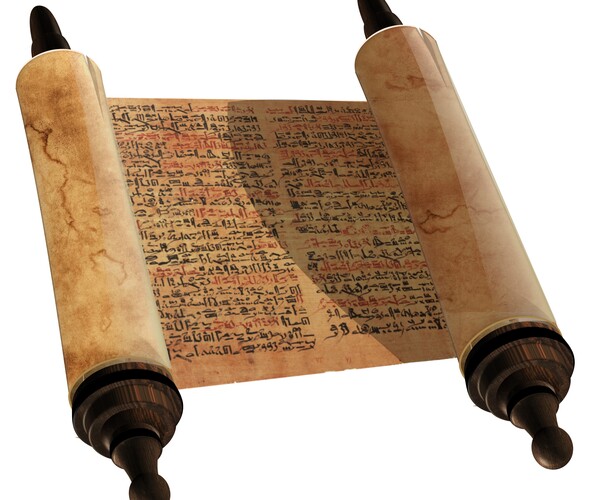 ArtStation - Archaic Egyptian Papyrus Scroll 3D With Wooden Handles ...