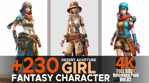 +230 Desert Adventure Girl (Fantasy Character) Vol.02 | 4K | Reference Pack