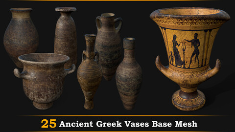 25 Ancient Greek Vases Base Mesh