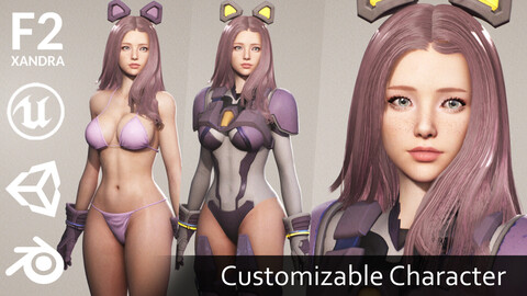 F2 Cyber Girl Celeste - Game Ready Character