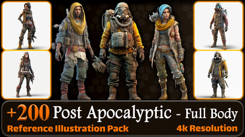 200 Post Apocalyptic Character (Full Body) Reference Pack | 4K | v.15