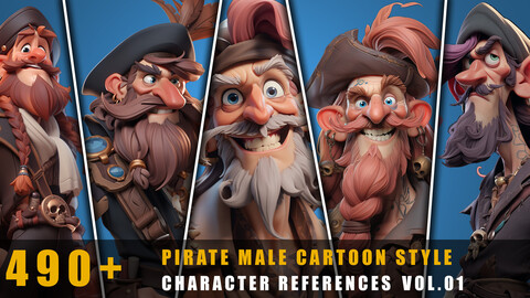 390+ Pirate Male Cartoon Style - References Pack Vol.01