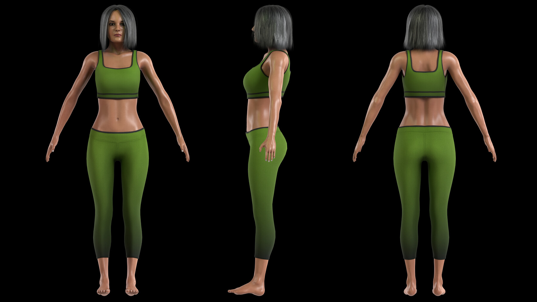 ArtStation - Female Character Fitness yoga sport suit avatar sports fitness  pants gym runner young exercise tight trainer woman yoga athletic workout  excercise tops character girl pbr female sport gameready
