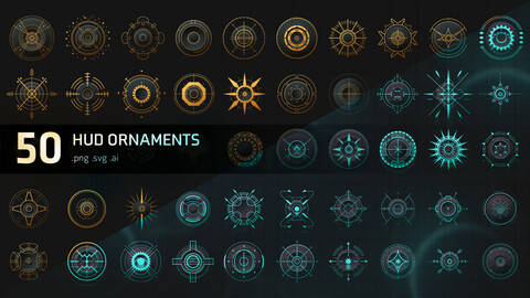 50 HUD sci-fi Ornament Alpha Bundle