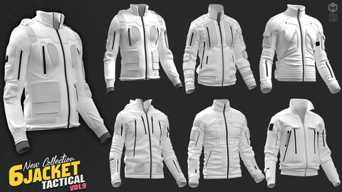 6 models of men's jacket tactical vol9 / marvelous & clo3d / OBJ / FBX