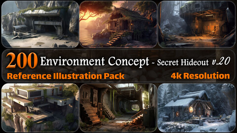 200 Environment Concept - Secret Hideout Reference Pack | 4K | v.20