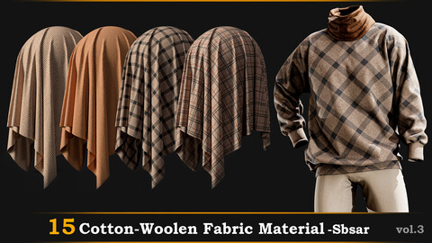 15 Cotton-Woolen & checkered  Fabric Material_Sbsar Vol.3