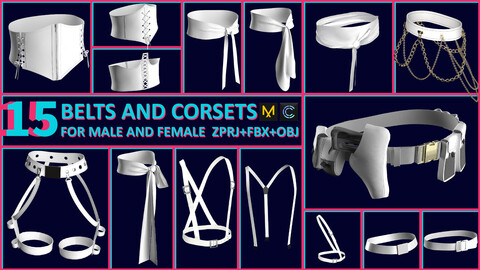 15 BELTS AND CORSETS FOR MALE & FEMALE (ACCESSORY PIECES)