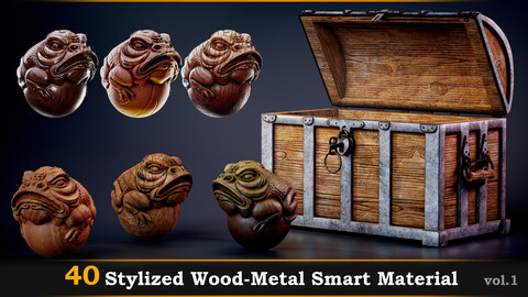 40 Stylized Wood-Metal Smart Material+ 4K PBR Textures + FREE Tutorial+ 2 Samples