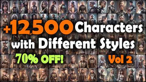 12500 Characters with Different Styles Reference Pack | SUPER MEGA Bundle | 4K | v.2