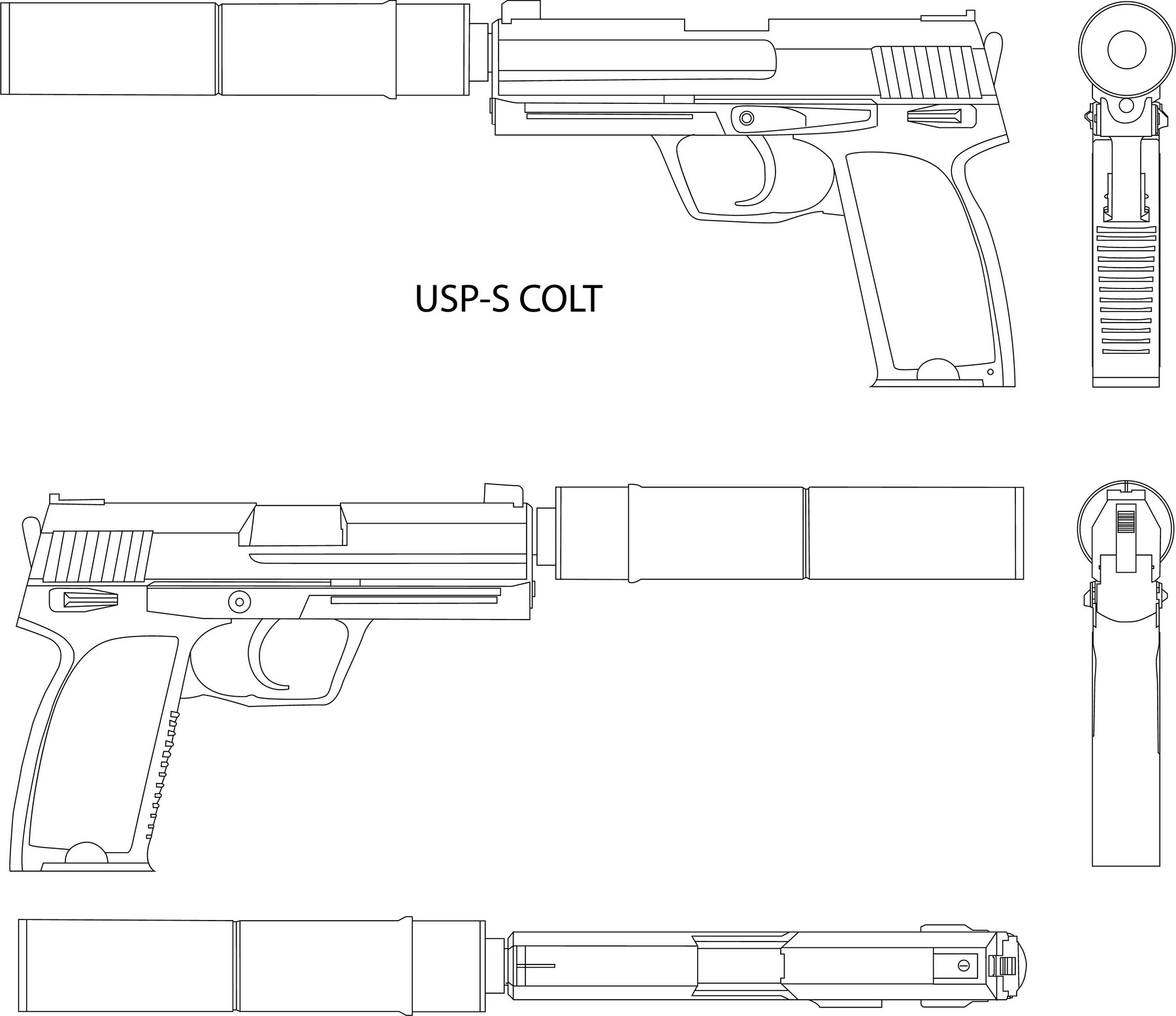 ArtStation - USP-S COLT GUN LINE ART VECTOR FILE Black white vector ...