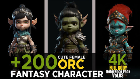 +200 Cute Little Female (Fantasy Character) Vol.03 | 4K | Reference Pack