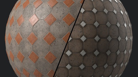 Tile Materials 37- Concrete Tiling By Gravel | Sbsar Pbr 4k Seamless